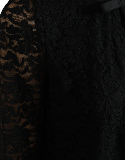 Blusa negra STAFF de Dolce & Gabbana Top de nailon de encaje floral