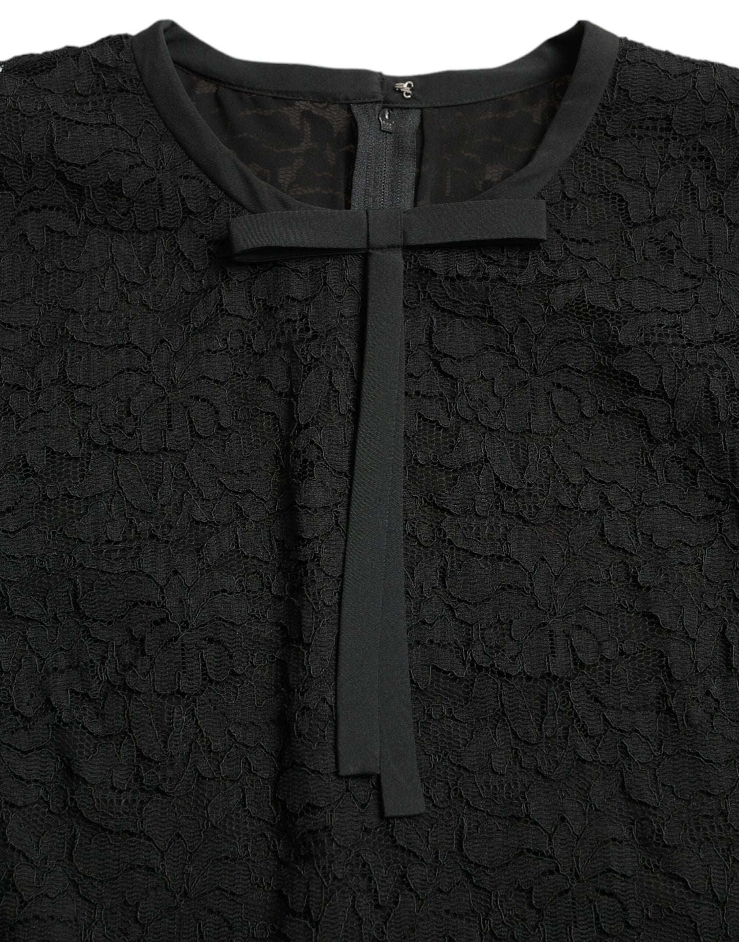 Blusa negra STAFF de Dolce & Gabbana Top de nailon de encaje floral