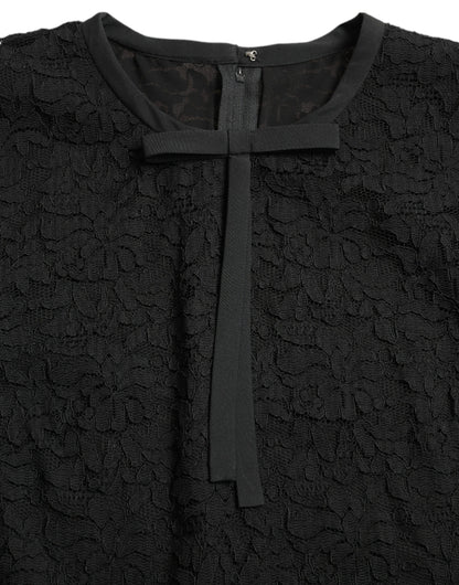 Blusa negra STAFF de Dolce & Gabbana Top de nailon de encaje floral