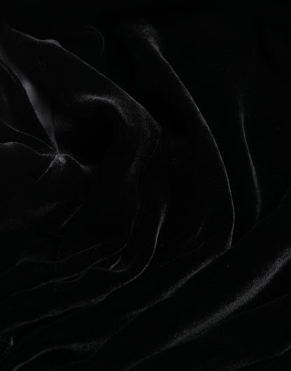 Dolce & Gabbana Blusa Negra de Terciopelo Entallada con Hombreras