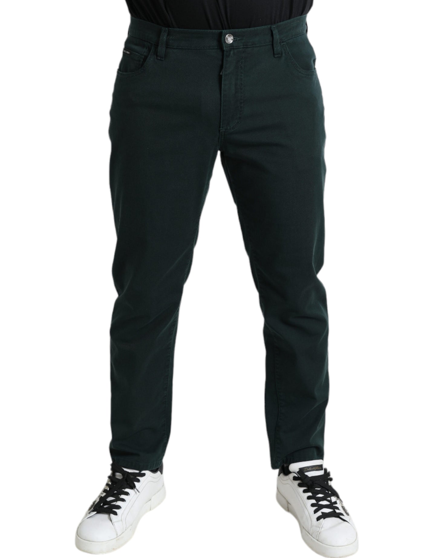 Jeans vaqueros ajustados elásticos de algodón verde Dolce & Gabbana para hombre