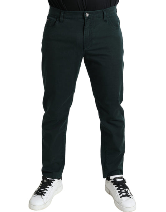 Jeans vaqueros ajustados elásticos de algodón verde Dolce & Gabbana para hombre