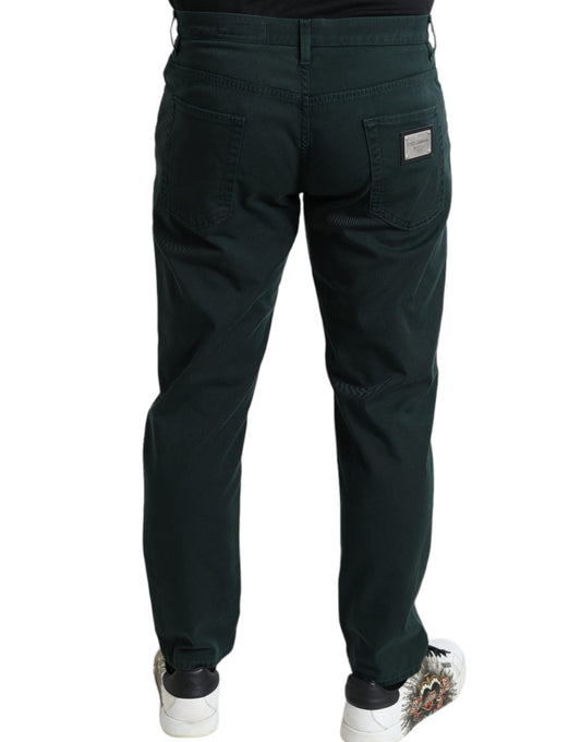Jeans vaqueros ajustados elásticos de algodón verde Dolce & Gabbana para hombre