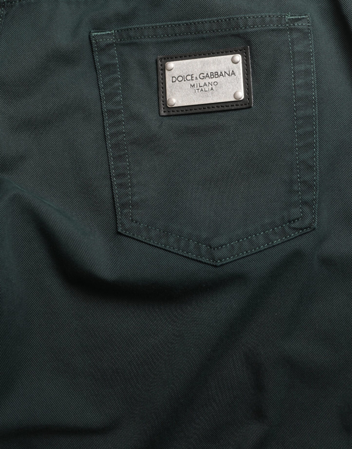 Jeans vaqueros ajustados elásticos de algodón verde Dolce & Gabbana para hombre