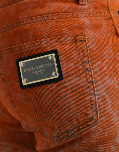 Jeans ajustados de algodón con efecto difuminado multicolor de Dolce & Gabbana