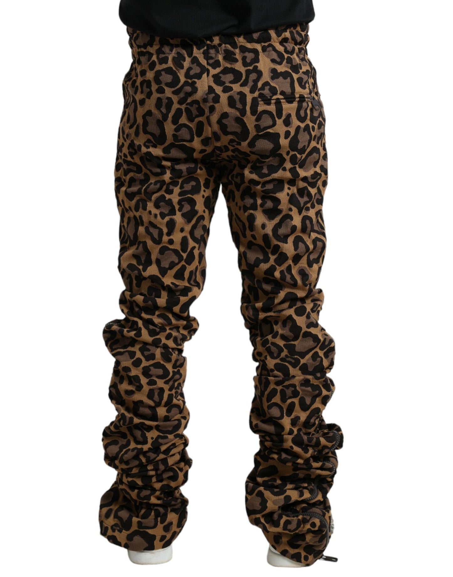 Pantalones Jogger Dolce & Gabbana Marrones de Jacquard con Estampado de Leopardo