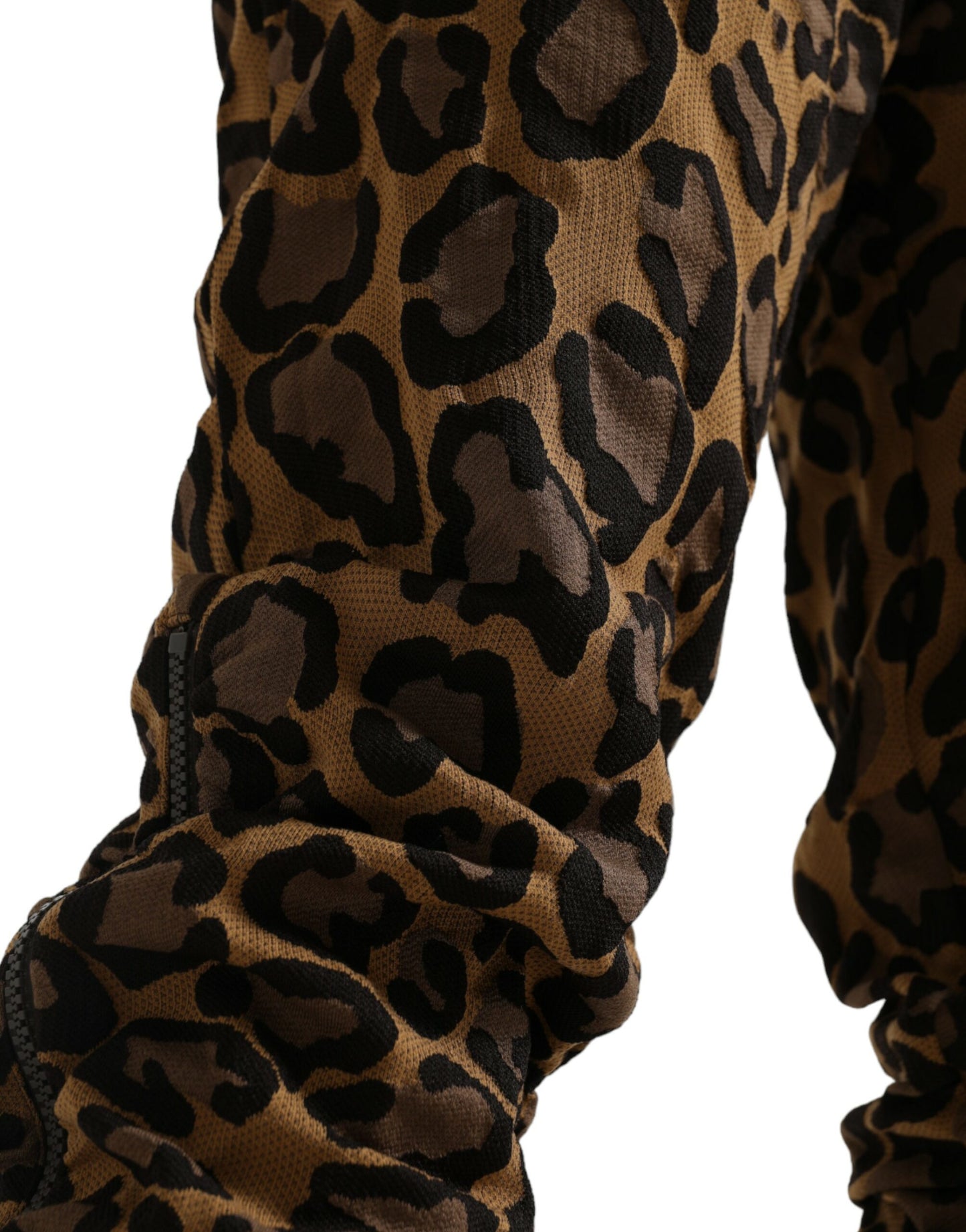 Pantalones Jogger Dolce & Gabbana Marrones de Jacquard con Estampado de Leopardo