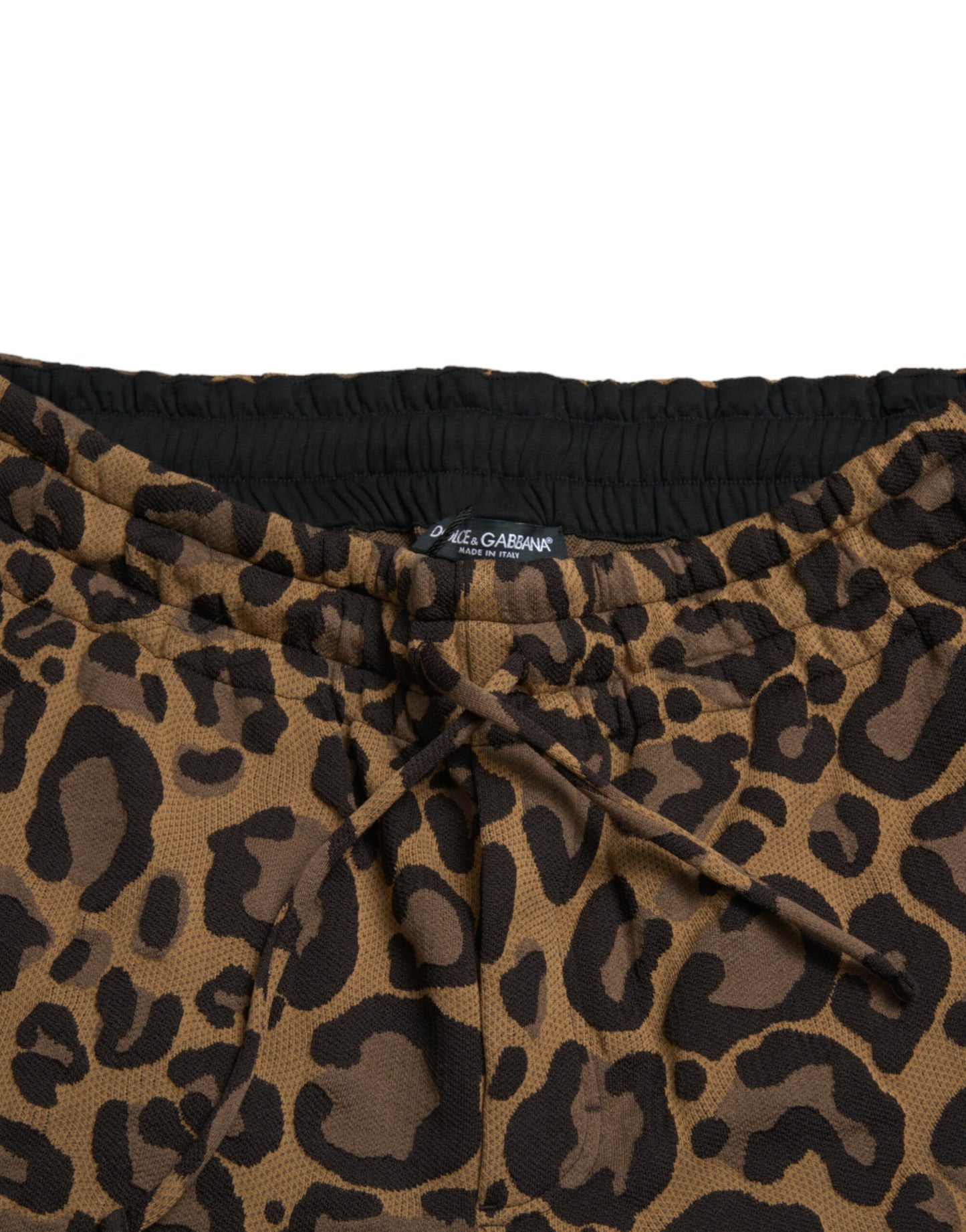 Pantalones Jogger Dolce & Gabbana Marrones de Jacquard con Estampado de Leopardo