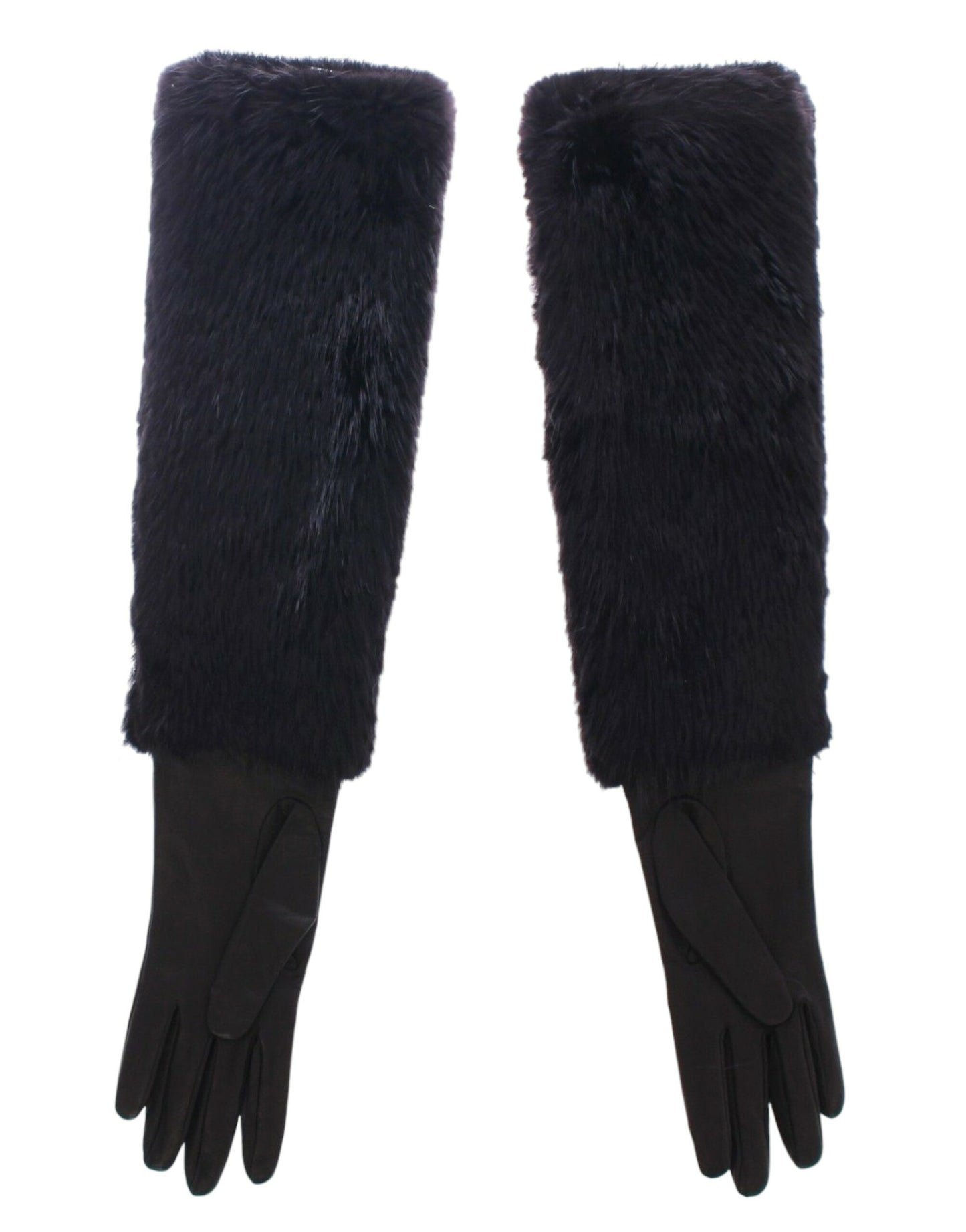 Guantes de codo Dolce & Gabbana de piel de cordero y piel de castor negros
