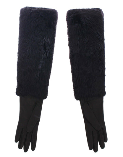 Guantes de codo Dolce & Gabbana de piel de cordero y piel de castor negros