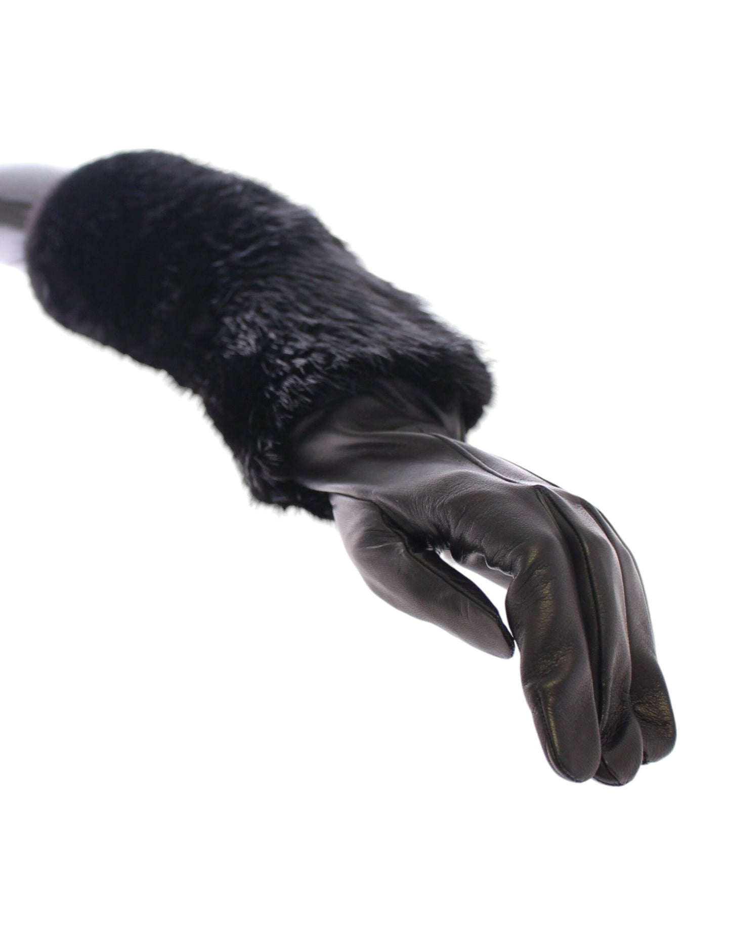 Guantes de codo Dolce & Gabbana de piel de cordero y piel de castor negros
