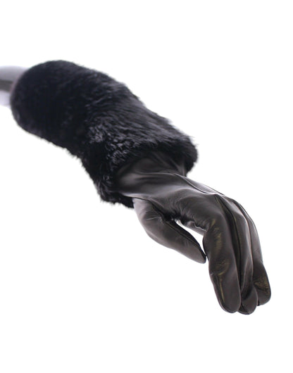 Guantes de codo Dolce & Gabbana de piel de cordero y piel de castor negros