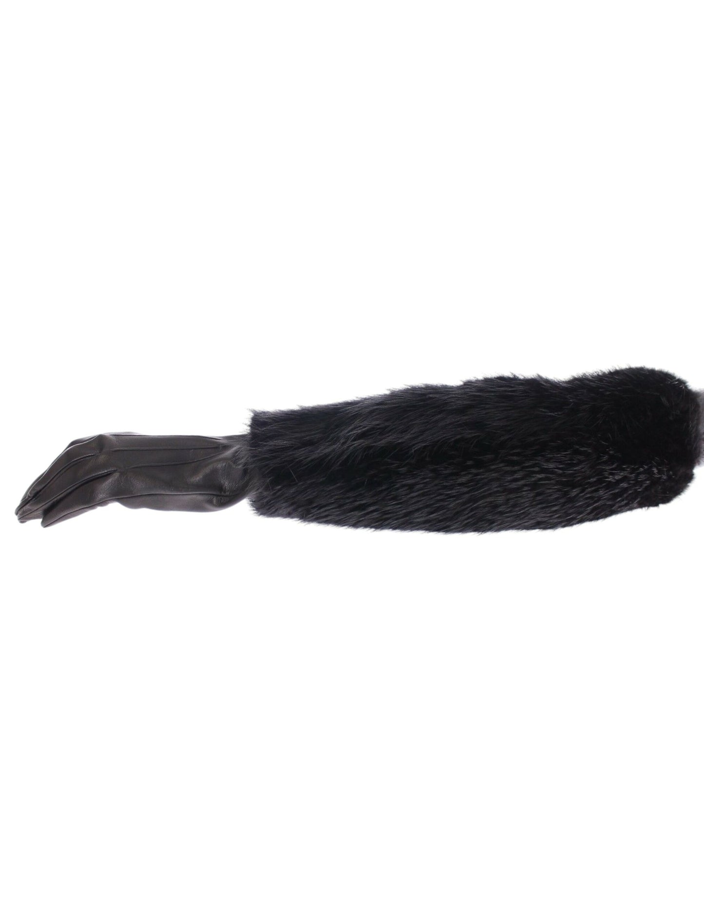 Guantes de codo Dolce & Gabbana de piel de cordero y piel de castor negros