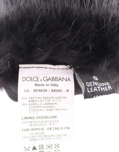 Guantes de codo Dolce & Gabbana de piel de cordero y piel de castor negros