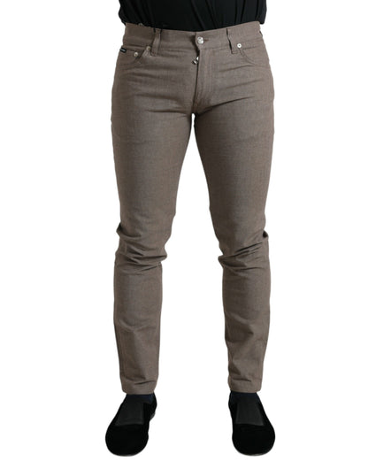 Pantalón pitillo de hombre Dolce & Gabbana de algodón elástico marrón
