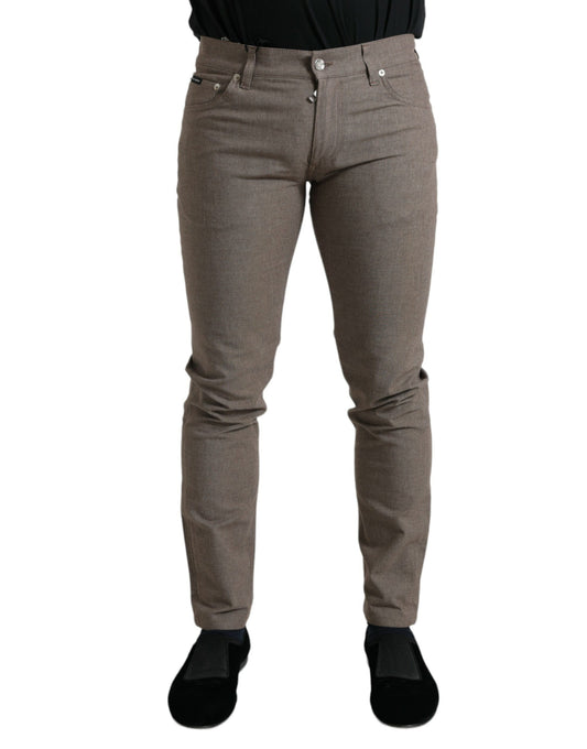 Pantalón pitillo de hombre Dolce & Gabbana de algodón elástico marrón