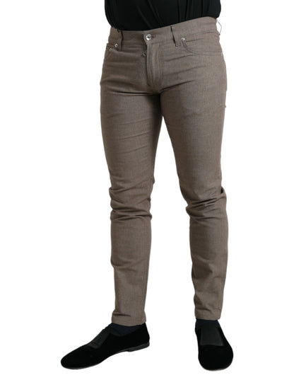 Pantalón pitillo de hombre Dolce & Gabbana de algodón elástico marrón