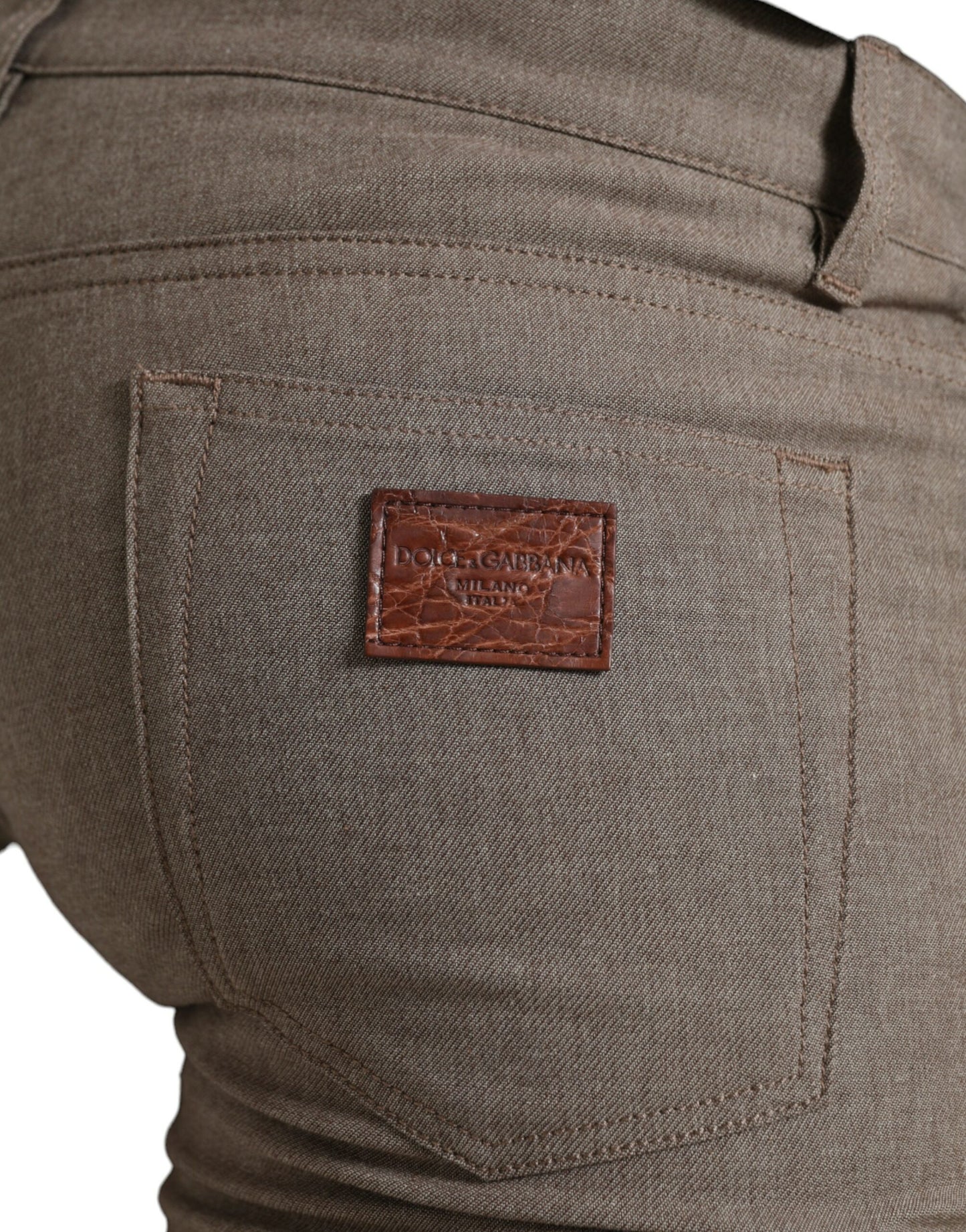 Pantalón pitillo de hombre Dolce & Gabbana de algodón elástico marrón
