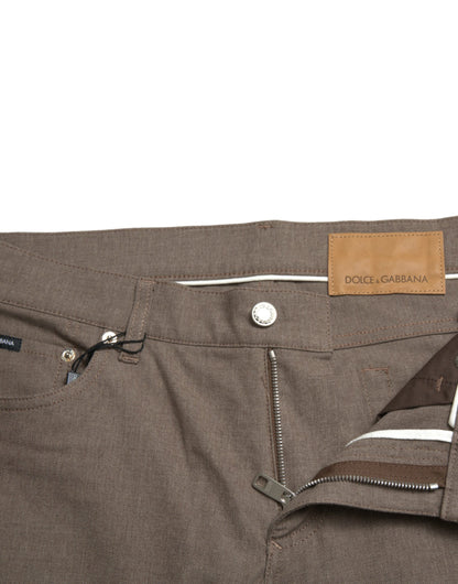 Pantalón pitillo de hombre Dolce & Gabbana de algodón elástico marrón
