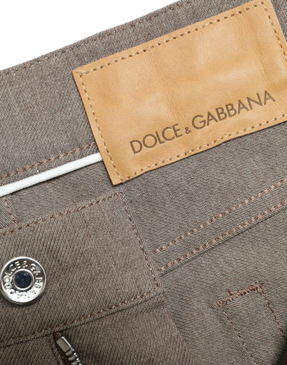 Pantalón pitillo de hombre Dolce & Gabbana de algodón elástico marrón
