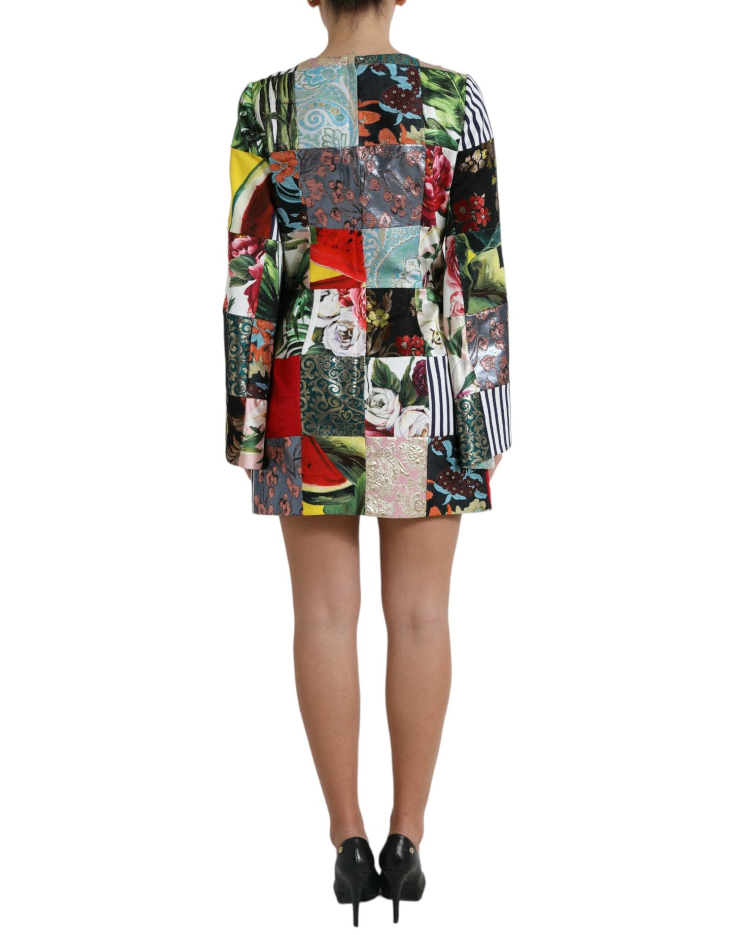 Minivestido recto con patchwork floral multicolor de Dolce & Gabbana