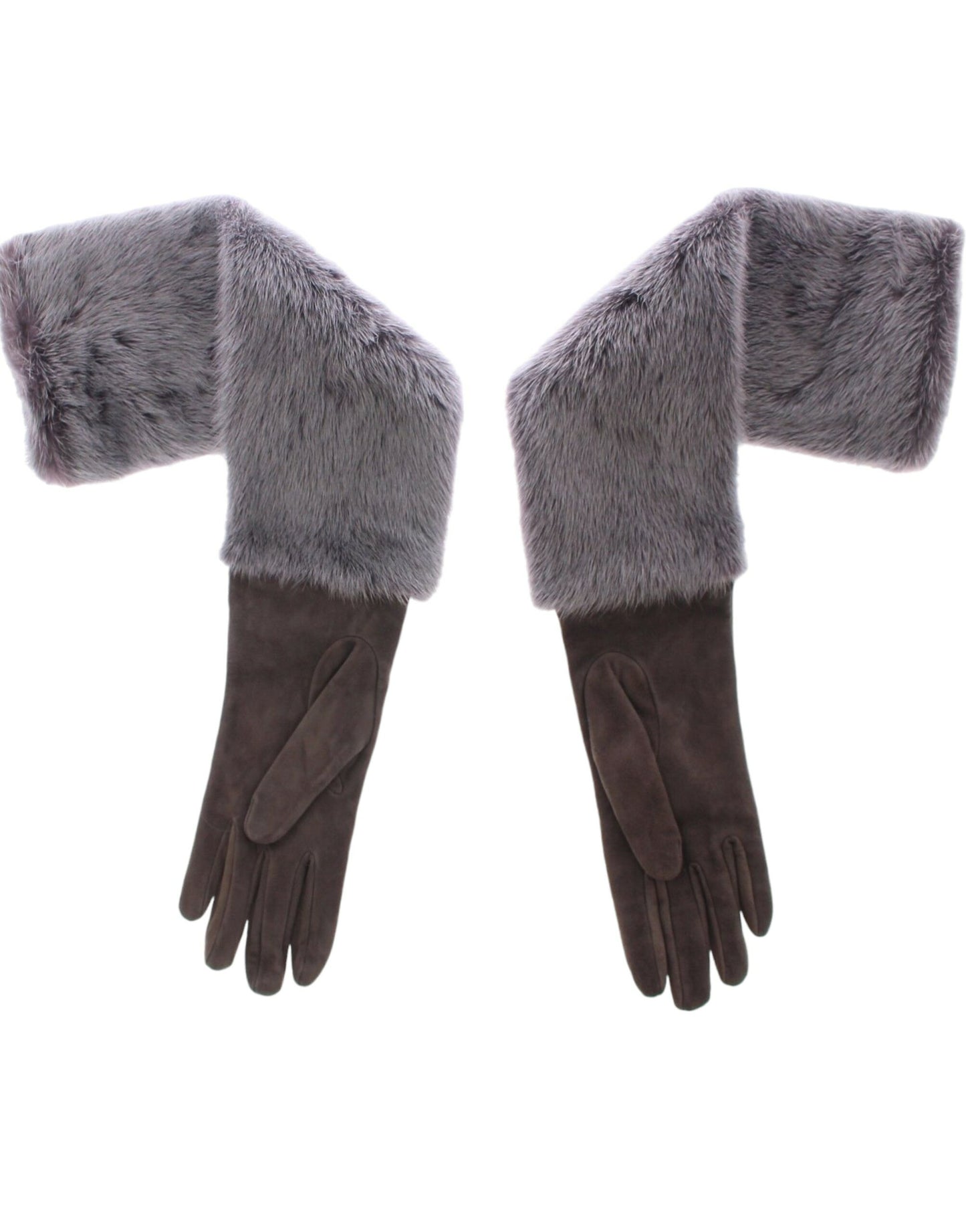 Guantes Dolce & Gabbana de piel de cordero y gamuza con visón gris