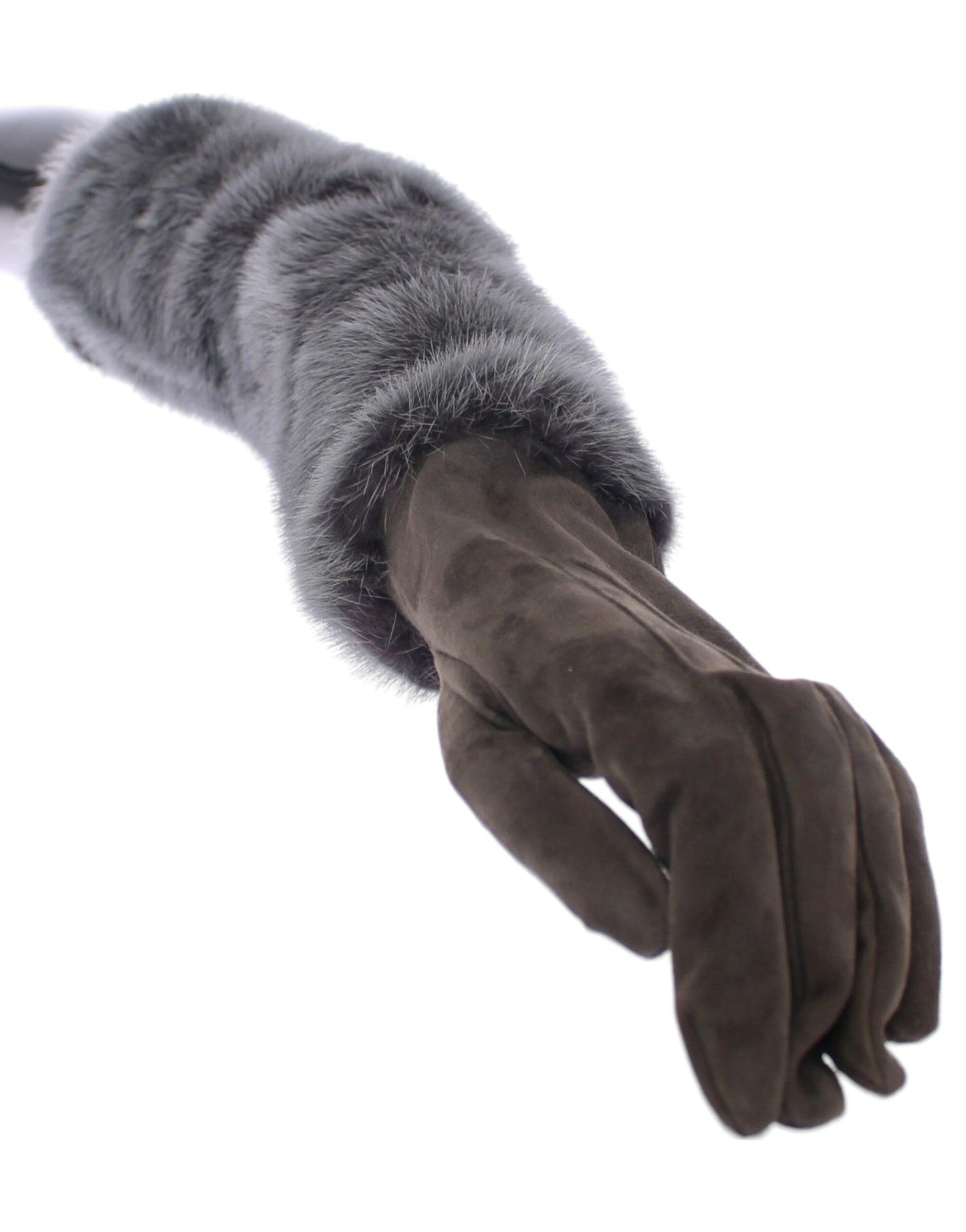Guantes Dolce & Gabbana de piel de cordero y gamuza con visón gris