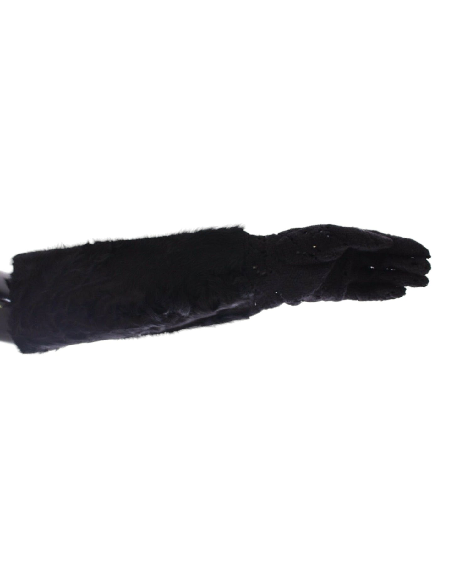 Guantes Hasta el Codo Dolce & Gabbana de Lana, Piel de Cordero y Piel con Encaje Negro