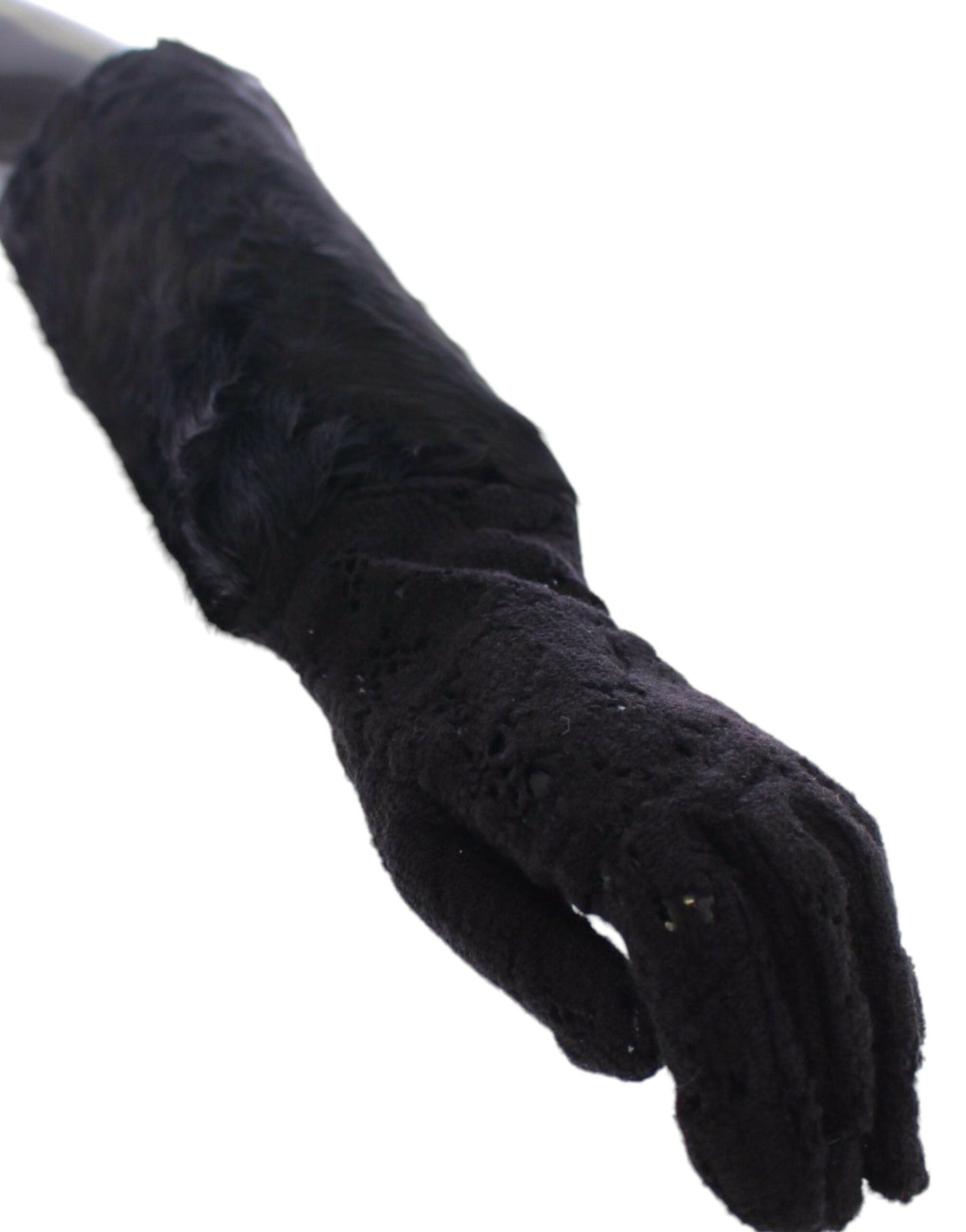 Guantes Hasta el Codo Dolce & Gabbana de Lana, Piel de Cordero y Piel con Encaje Negro