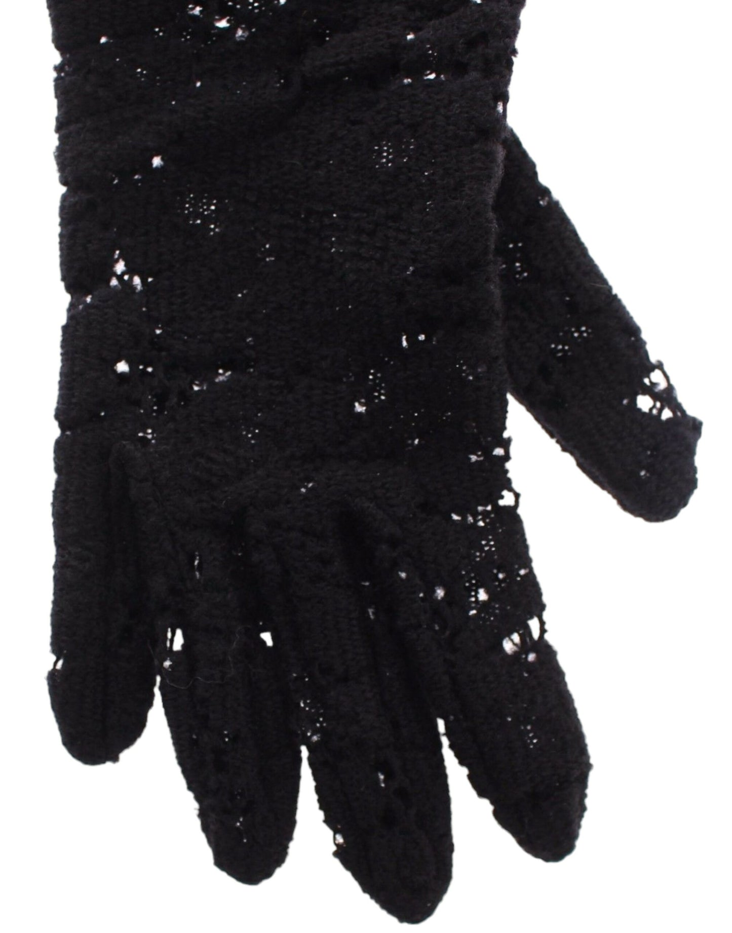 Guantes Hasta el Codo Dolce & Gabbana de Lana, Piel de Cordero y Piel con Encaje Negro