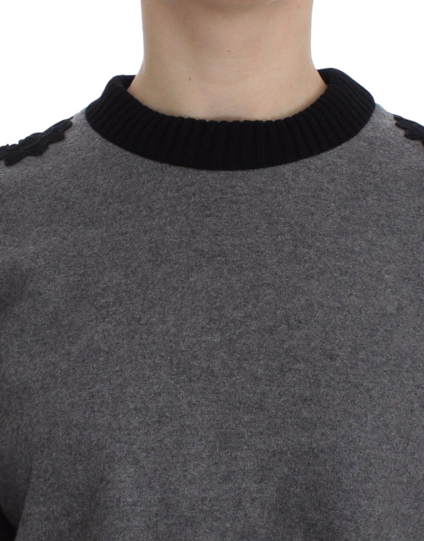 Suéter Dolce & Gabbana gris negro de lana y cachemir con encaje