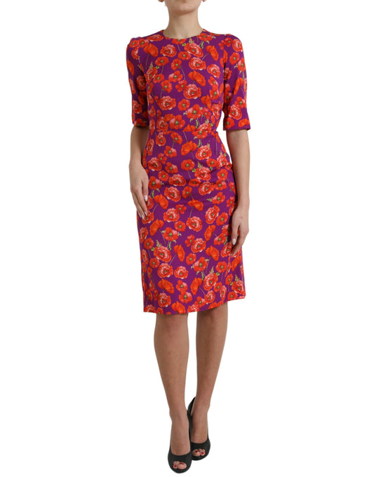 Vestido tubo de Dolce & Gabbana con estampado floral multicolor de amapolas