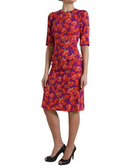 Vestido tubo de Dolce & Gabbana con estampado floral multicolor de amapolas
