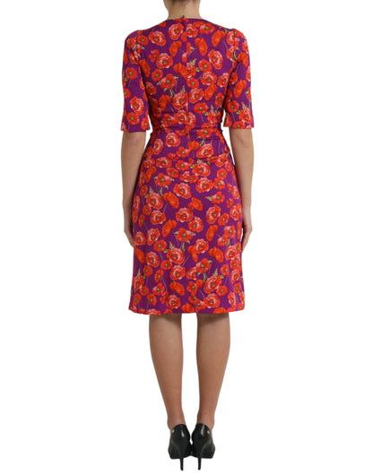 Vestido tubo de Dolce & Gabbana con estampado floral multicolor de amapolas