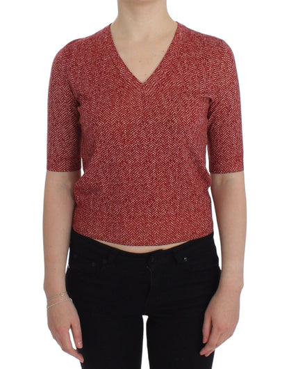 Jersey de manga corta de lana de tweed rojo de Dolce & Gabbana