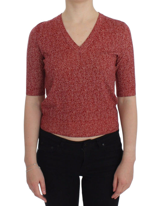 Jersey de manga corta de lana de tweed rojo de Dolce & Gabbana