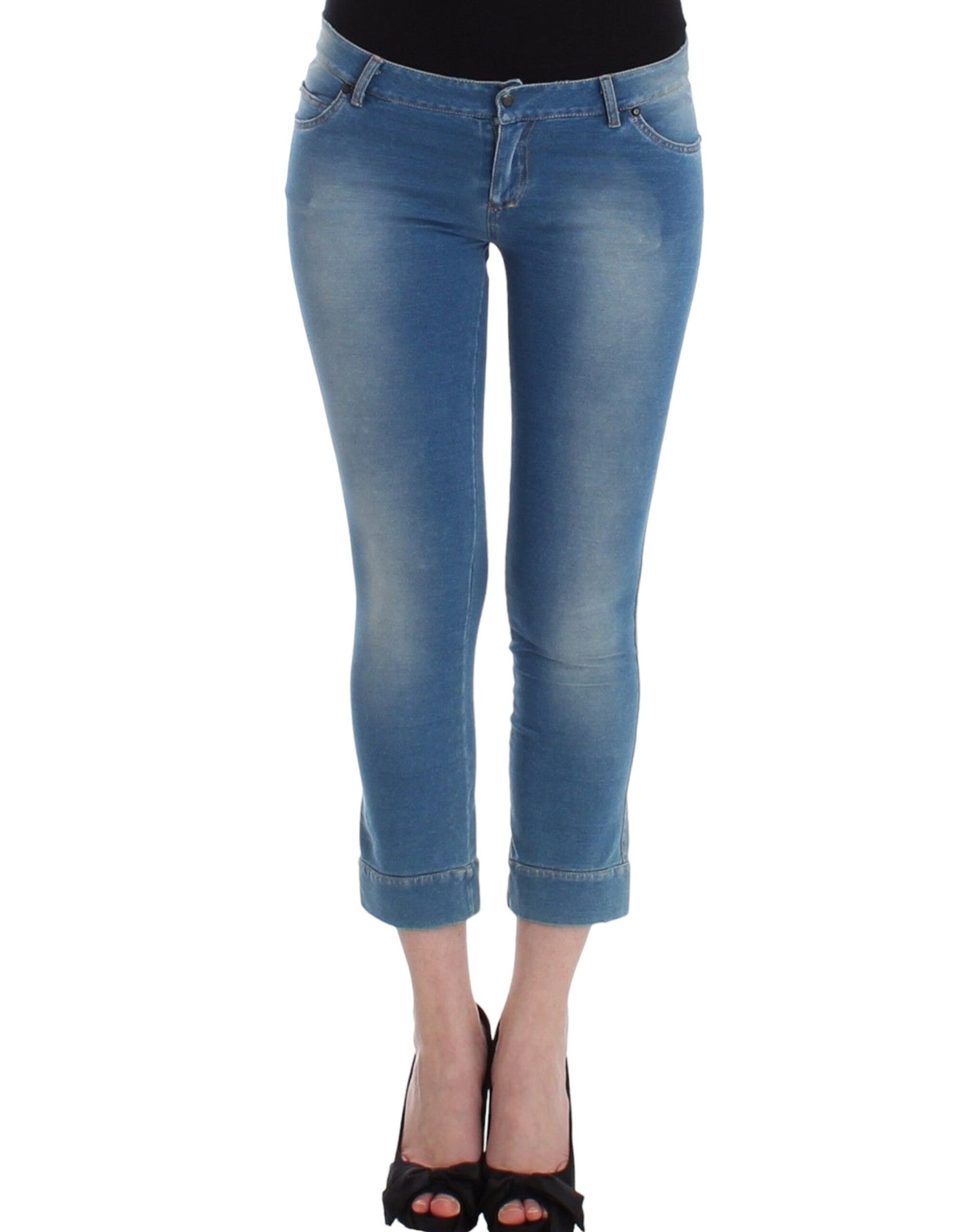 Ermanno Scervino Ropa de baño Pantalones Capri de mezclilla azules recortados