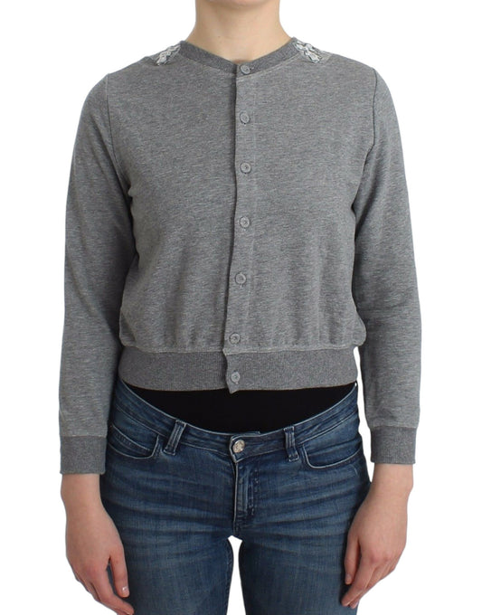 Ermanno Scervino Lencería Suéter Cardigan Top Gris de Encaje