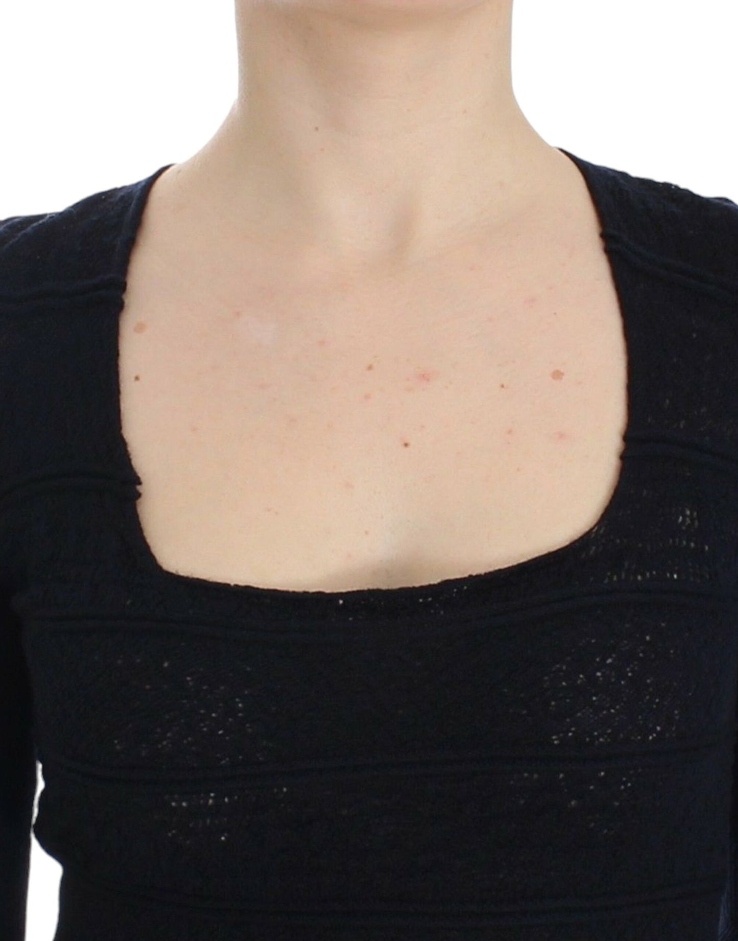 Jersey de punto elástico de lana azul Ermanno Scervino