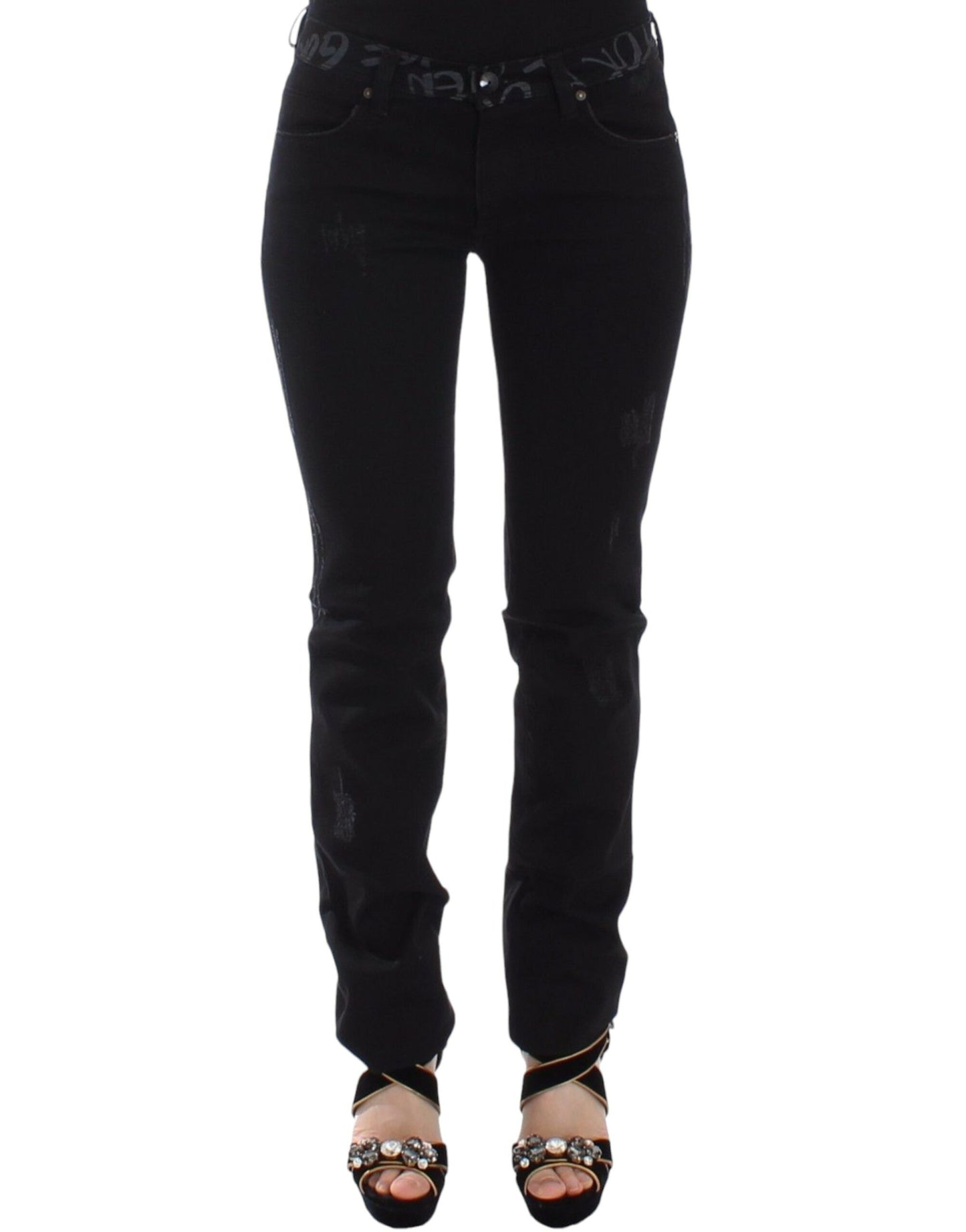 Ermanno Scervino Jeans Ajustados Negros Elásticos de Mezclilla