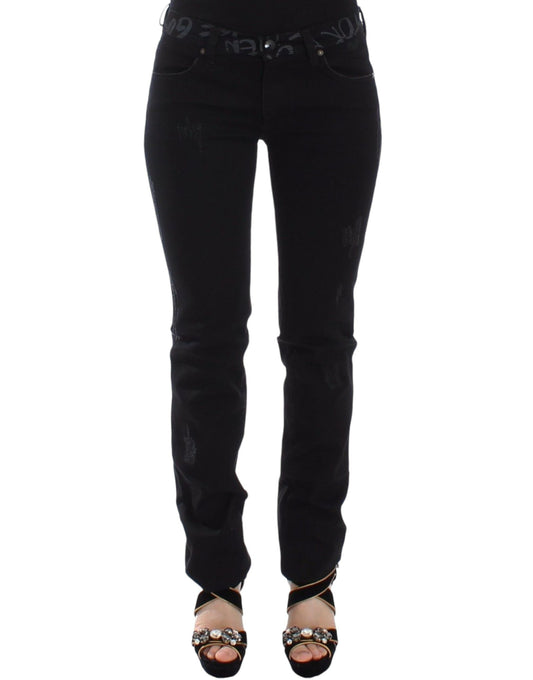 Ermanno Scervino Jeans Ajustados Negros Elásticos de Mezclilla