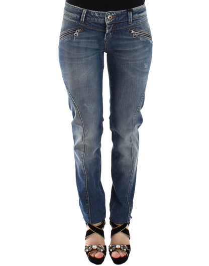 Ermanno Scervino Jeans Ajustados Azules Pantalones Vaqueros Elásticos Rectos