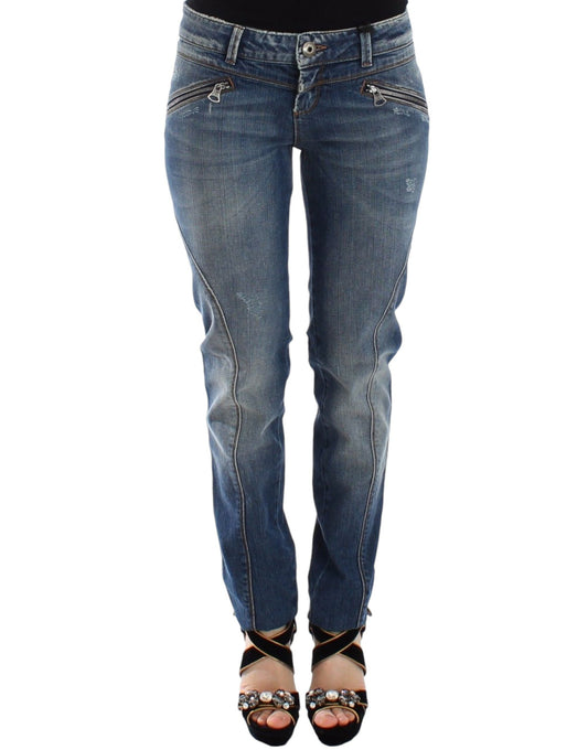 Ermanno Scervino Jeans Ajustados Azules Pantalones Vaqueros Elásticos Rectos
