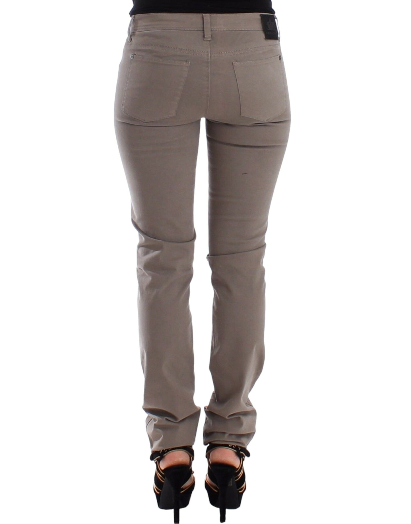 Ermanno Scervino Jeans Ajustados de Mezclilla Color Topo Beige
