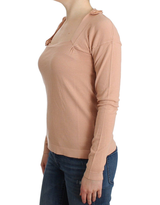 Top de manga larga Ermanno Scervino de mezcla de lana naranja a rayas