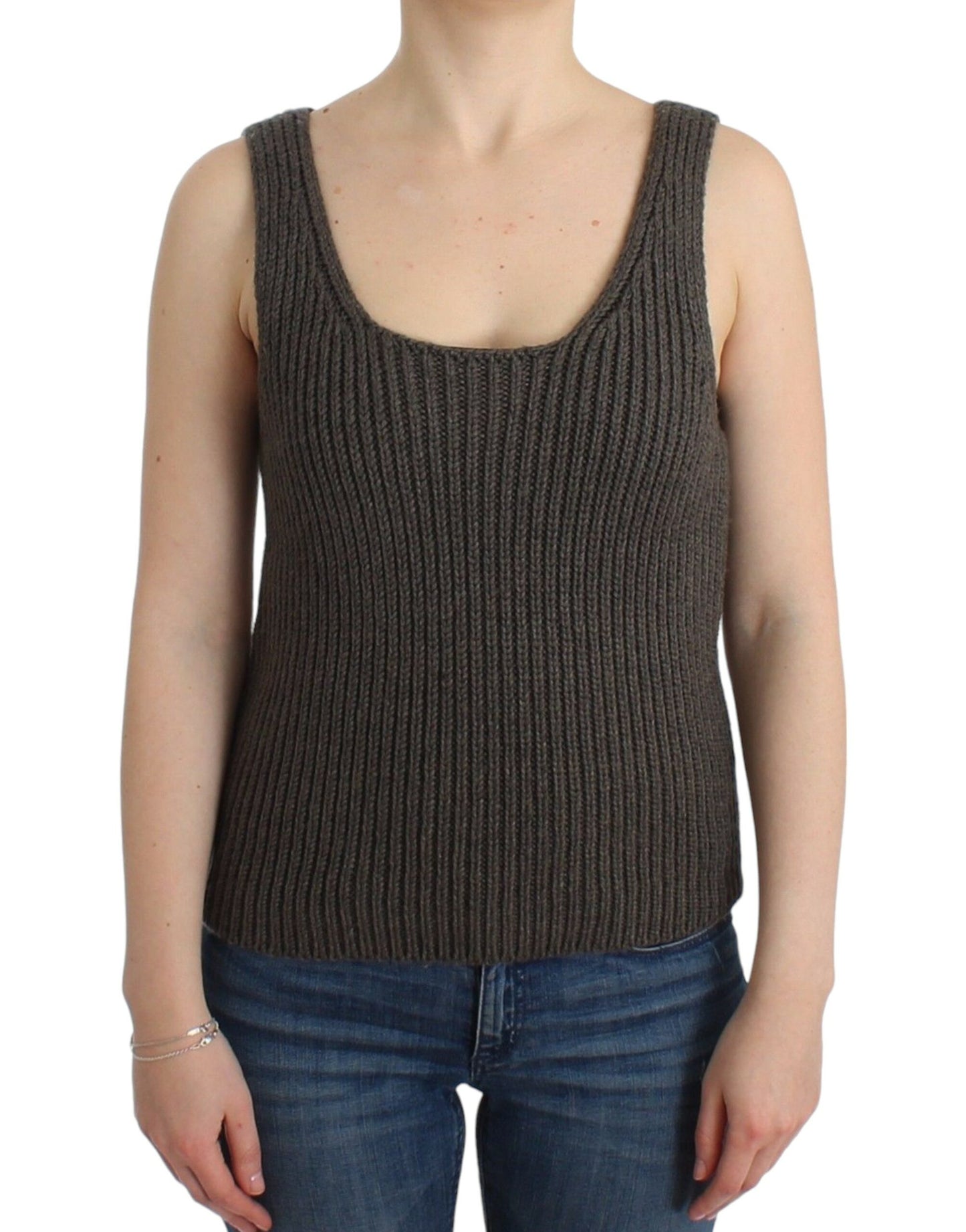 Ermanno Scervino Top de punto gris Suéter de punto Lana merina