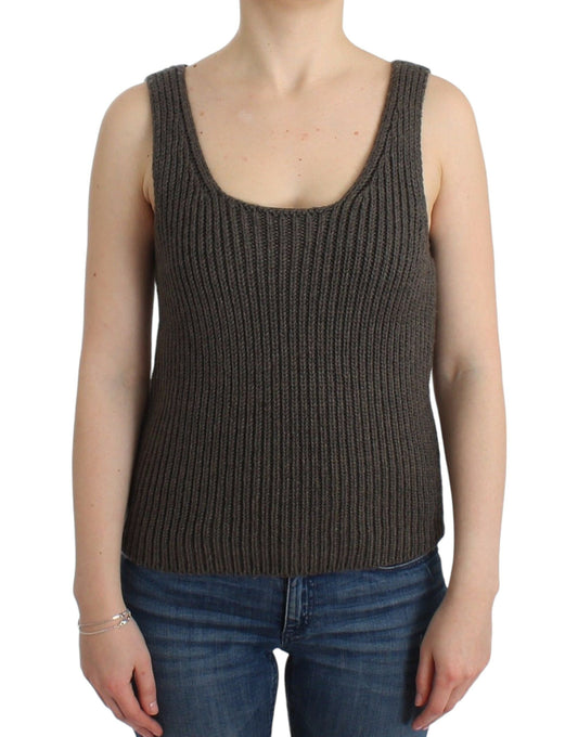 Ermanno Scervino Top de punto gris Suéter de punto Lana merina