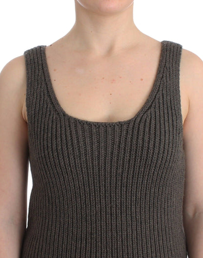 Ermanno Scervino Top de punto gris Suéter de punto Lana merina