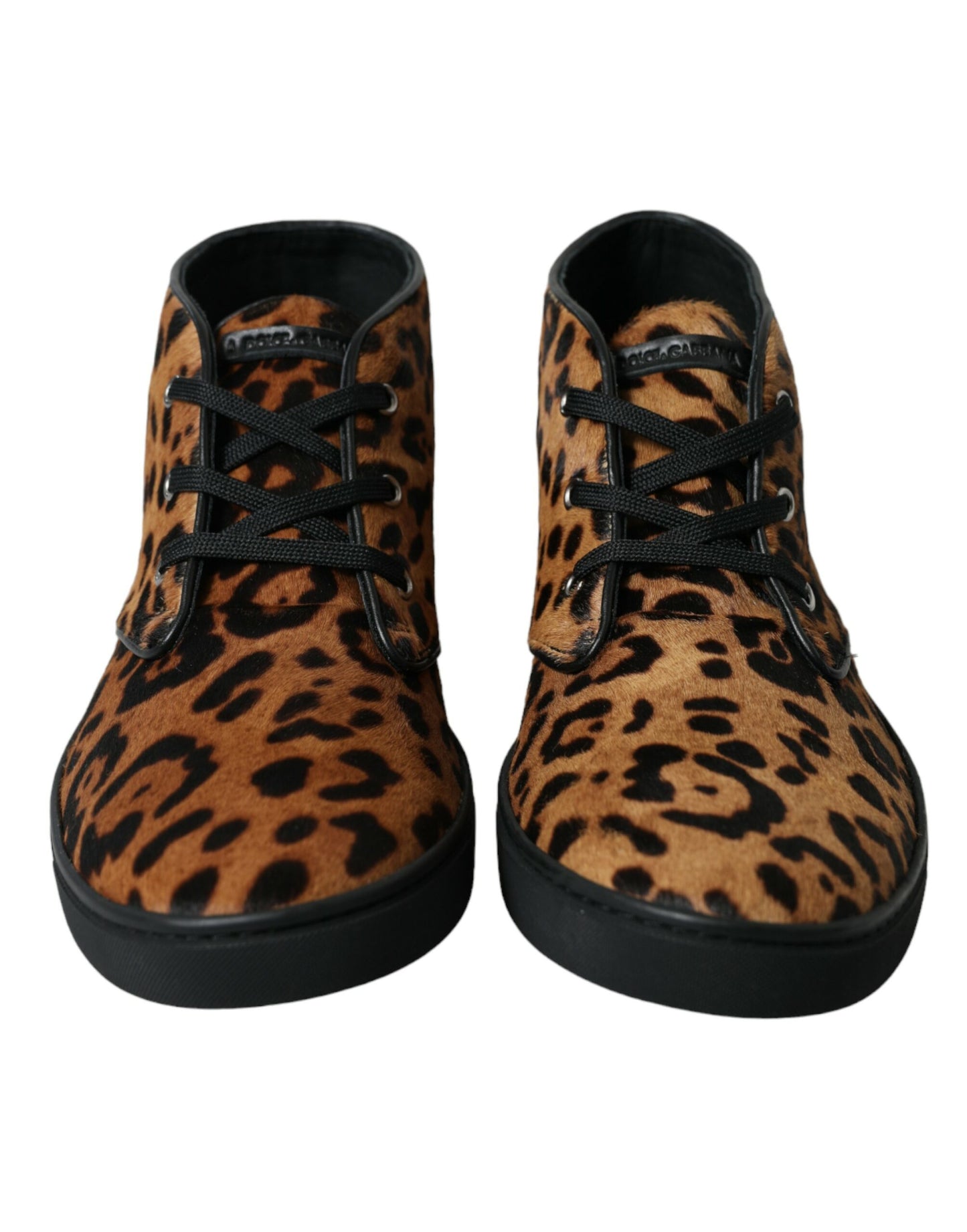 Zapatillas Dolce & Gabbana de piel de potro con estampado de leopardo marrón