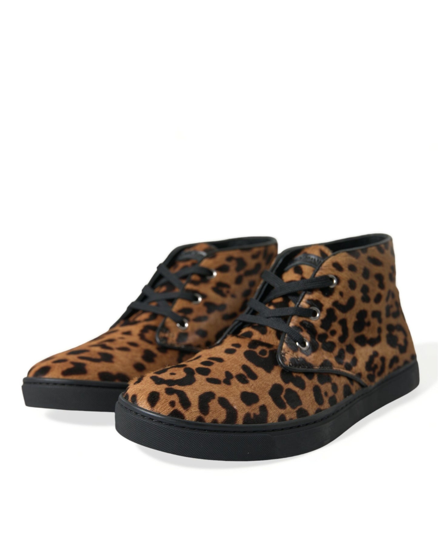 Zapatillas Dolce & Gabbana de piel de potro con estampado de leopardo marrón